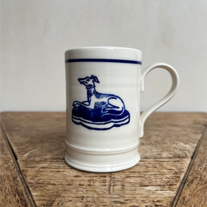 John Julian Classical Porcelain Blue Line Mug with Hound