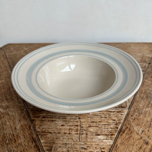 John Julian Classical Stoneware Duck Egg Linen Stripe Deep Bowls