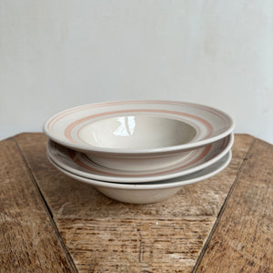 John Julian Classical Stoneware Rose Linen Stripe Deep Bowls