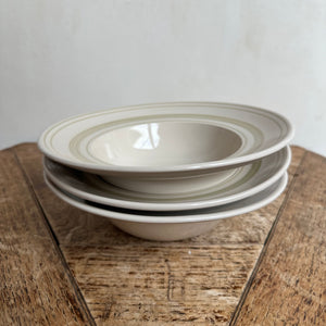 John Julian Classical Stoneware Clover Green Linen Stripe Deep Bowls